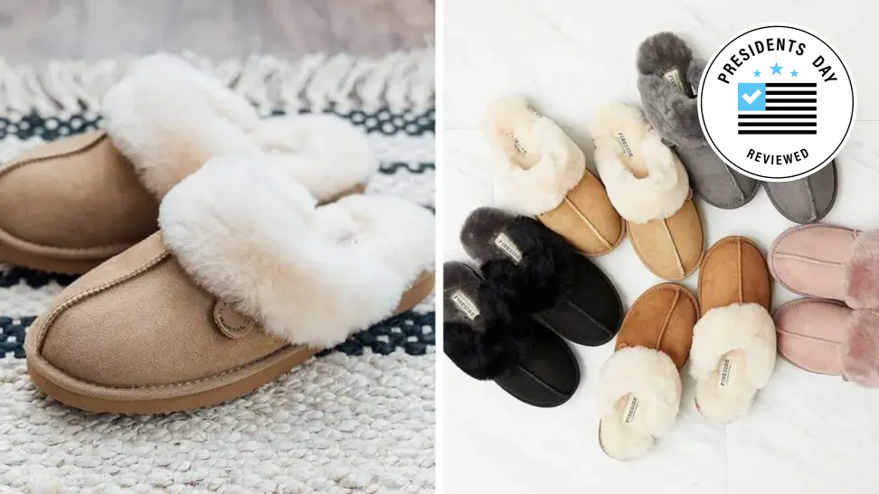 Dearfoams Women's Fireside Sydney Shearling Fur Indoor/Outdoor Scuff Slipper