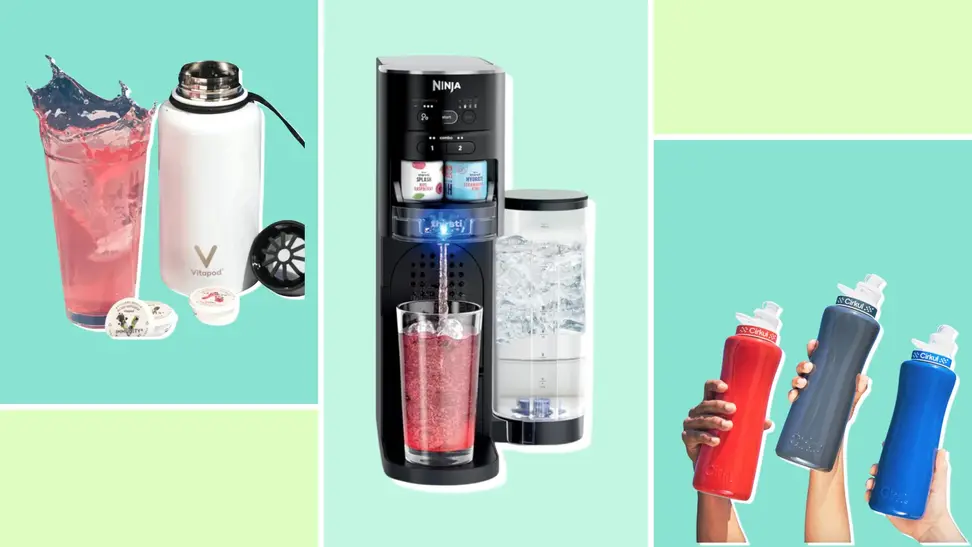 A Vitapod, a Ninja machine, and three people holding up Cirkul bottles.