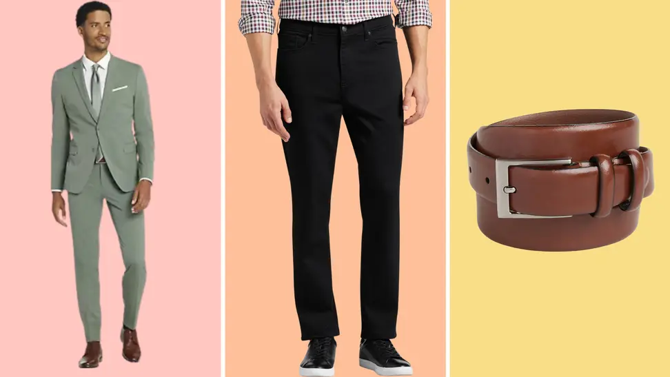 Men's Wearhouse suit, pants, belt.