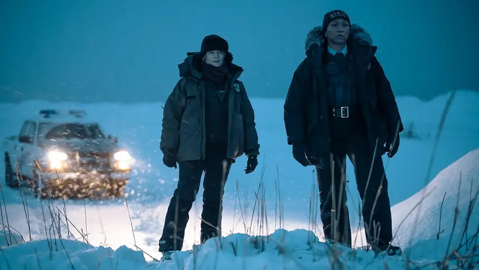 Jodie Foster, left, and Kali Reis in a scene from "True Detective: Night Country."