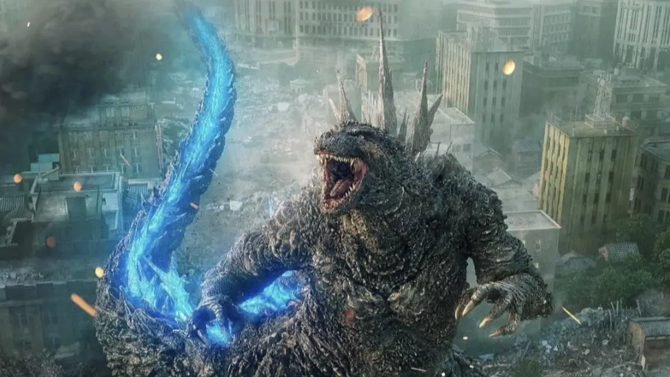 A screenshot from the movie "Godzilla Minus One."