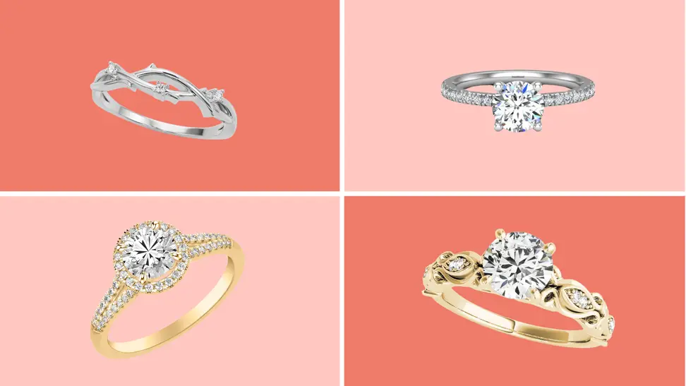 Vine, solitaire, halo, and vintage style engagement rings.