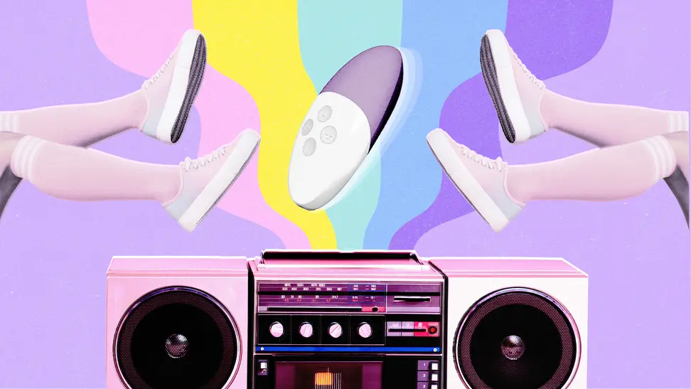 Lelo Siri 3 with a boombox and two pairs of legs.