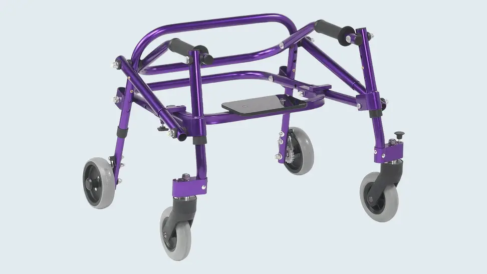 Purple Nimbo 2G walker on a light blue background
