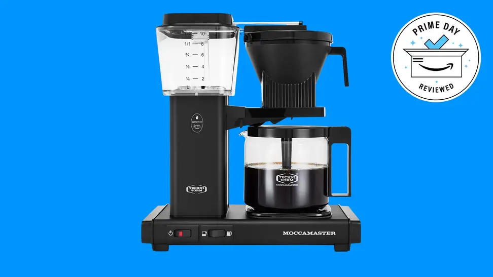 Moccamaster coffee machine on a blue background