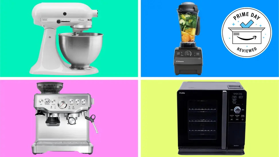 Colorful collage featuring kitchen appliances