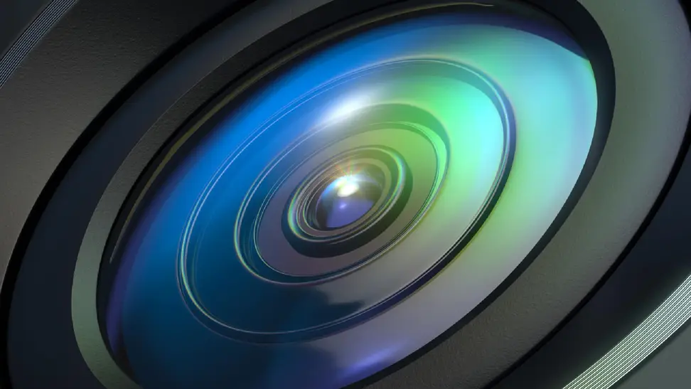Closeup of a Ring camera lense