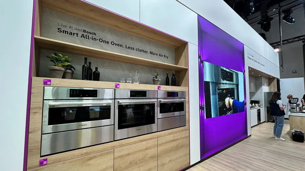 The Bosch booth on the CES 2026 show floor at the Las Vegas Convention Center