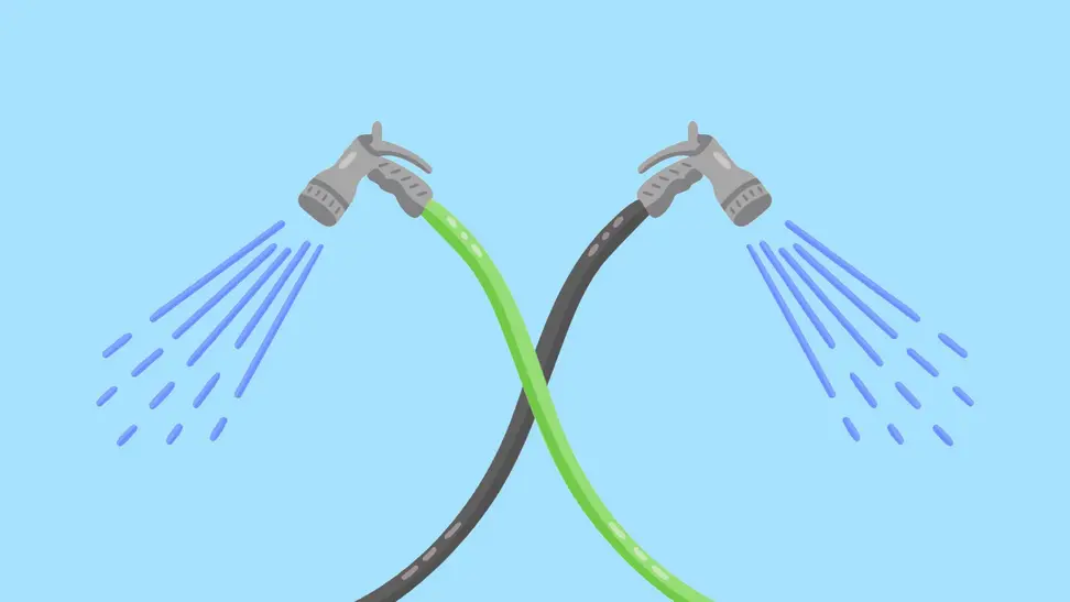 Two garden hoses crossed