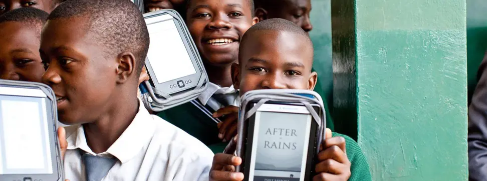 African students with ebooks sourced through Worldreader