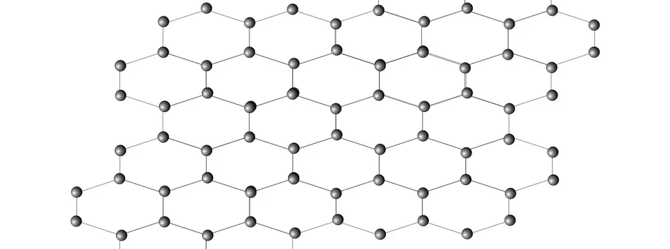 An illustrated atomic array of graphene.